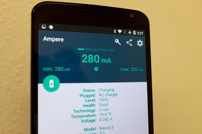 Օգտագործեք Ampere, որպեսզի համոզված լինեք, որ ձեր Android սարքը լիցքավորվում է պատշաճ կերպով